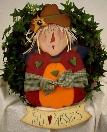Scarecrow Wreath - Fall Blessings