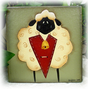 Sheep on Small Square Paper Mach&eacute; Box