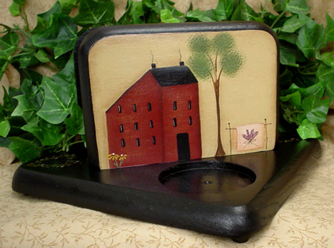 Prim Napkin Holder ~ Saltbox, Quilt, & Sheep